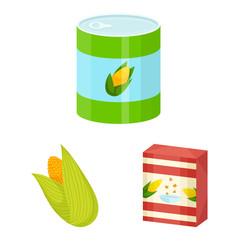 Fototapeta premium Vector design of maize and food icon. Collection of maize and crop stock vector illustration.