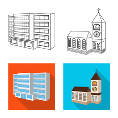 Vector design of facade and housing symbol. Collection of facade and infrastructure stock vector illustration.