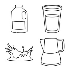 Isolated object of food and dairy symbol. Collection of food and calcium stock vector illustration.