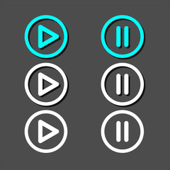 buttons play stop icons set  vector