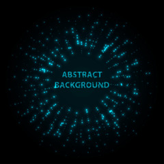 Abstract stipple background. Blue Luminous circles. Navy elegant glowing circle.  Azure light ring. Indigo sparking particle. Ultramarine colorful ellipse. Bright border.