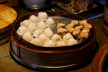 dim sum and Shumai (Chinese Dumpling) in bamboo steamer