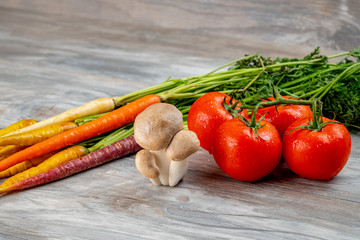 Selection of different vegetables in a raw state