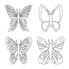 Vector design of fly and decorative logo. Collection of fly and insect vector icon for stock.