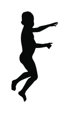 Fototapeta na wymiar Silhouette of little a boy jumps