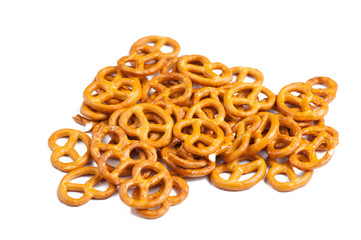 Fototapeta premium Salt pretzels isolated on white background.Copy space
