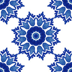 Abstract seamless ornamental watercolor flower decorative stylised paint tile pattern for fabric