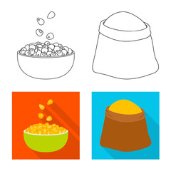 Isolated object of cornfield and vegetable sign. Collection of cornfield and vegetarian stock vector illustration.