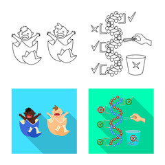 Vector design of test and synthetic icon. Set of test and laboratory stock vector illustration.