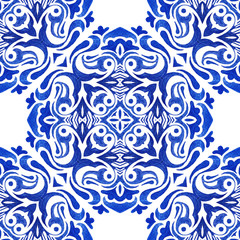 Abstract seamless ornamental watercolor paint pattern for fabric