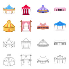 Vector illustration of roof and folding symbol. Collection of roof and architecture vector icon for stock.