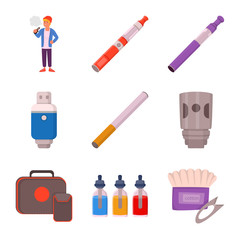 Vector illustration of device and electronic logo. Set of device and filter stock symbol for web.