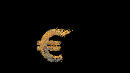 Growing Tree in a shape of a euro sign. 3D rendering.