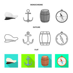 Isolated object of journey and seafaring symbol. Collection of journey and vintage vector icon for stock.