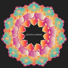 Vector round abstract circle. Mandala style. Decorative element, colored circular design element.