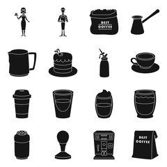 Vector illustration of cafe and house sign. Collection of cafe and fresh stock vector illustration.