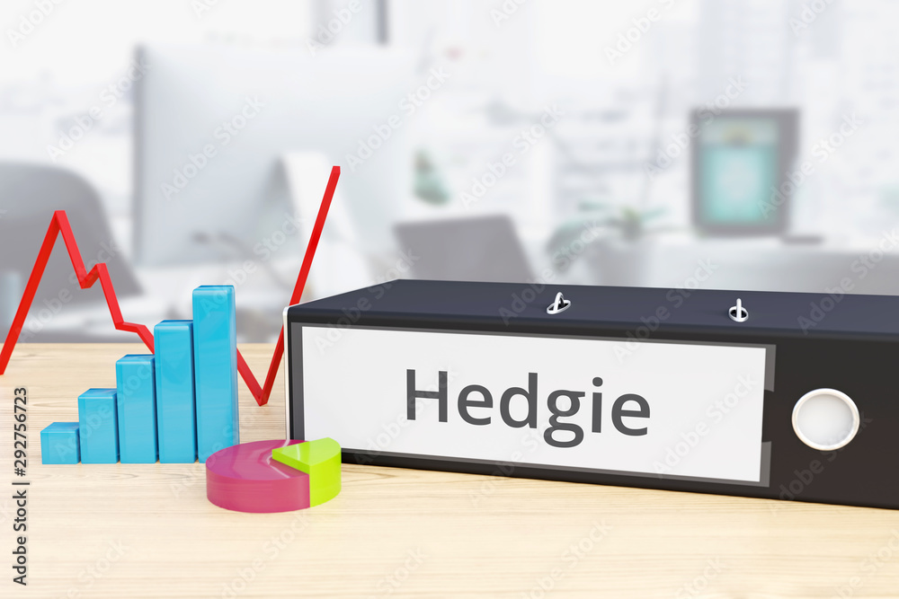 Wall mural hedgie – finance/economy. folder on desk with label beside diagrams. business/statistics. 3d renderi