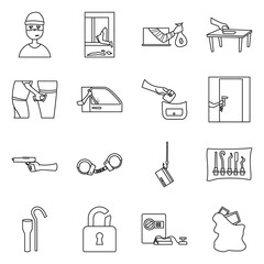 Isolated object of thug and robbery icon. Collection of thug and fraud stock vector illustration.