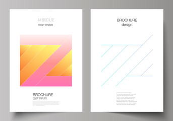 The vector illustration of editable layout of A4 format modern cover mockups design templates for brochure, magazine, flyer, booklet, annual report. Creative modern cover concept, colorful background.