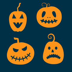 Halloween set pumpkin on dark