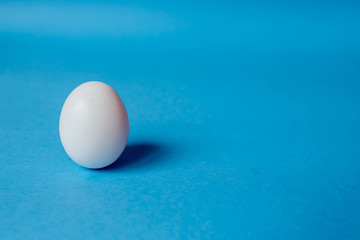 natural chicken Egg on a blue background