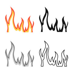 Vector illustration of flame and yellow logo. Set of flame and sparkle stock symbol for web.