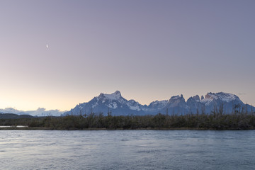 Panorama of the Paine Massif. TOrres del Paine National Park. Plenty of copy space.