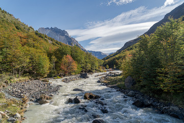 Rushing River on the trail to the Torres del Paine, Campamento CHileno