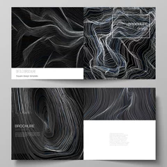 Fototapeten Grau The black colored vector illustration layout of two covers templates for square design bifold brochure, magazine, flyer, booklet. Smooth smoke wave, hi-tech concept black color techno background.  © Raevsky Lab