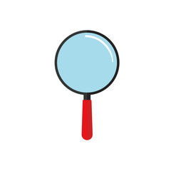 Search icon, magnifying glass vector illustration. Flat design style and white background