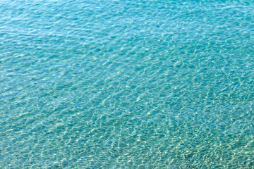 Clear, transparent turquoise water on the Mediterranean sea