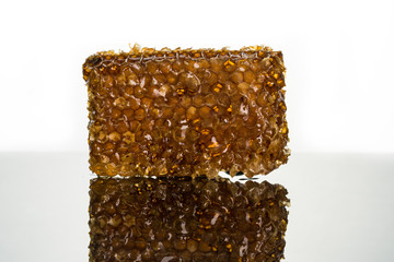 Close-up sweet yellow organic honeycomb