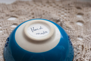 hand made clay bowl and napkin