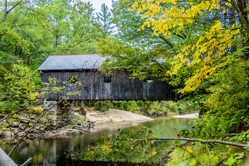 Lovejoy Covered Bridge in South Andover Maine. Maines Shortest Covered Bridge Spans the Ellis River
