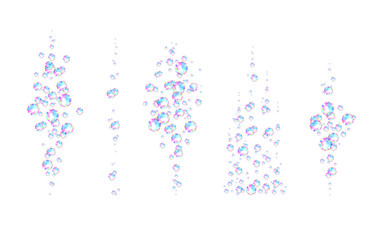 Colorful soap  bubbles with rainbow reflection.