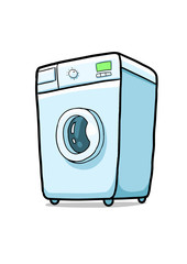Cartoon Home Appliances Washing Machine Isolated on White Background. Vector.