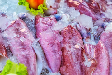 Squid Octopus cooking grill Food Background