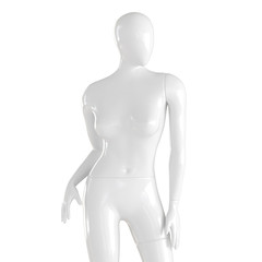 White female mannequin close-up shot on an isolated white background. 3D rendering