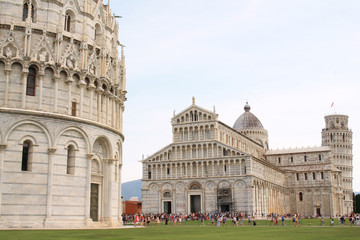 Fototapeta na wymiar The amazing Piazza dei miracoli in Pisa with the Basilica and the leaning tower, Tuscany, Italy
