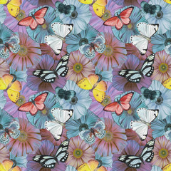 Perfect for manufacture wrapping paper, textile, web design. Lovely realistic garden flowers.