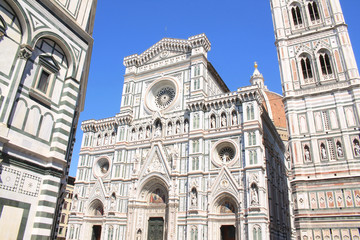 Fototapeta na wymiar The amazing cathedral di Santa Maria del Fiore in piazza del duomo in Florence, city in central Italy and birthplace of the Renaissance, it is the capital city of the Tuscany region, Italy