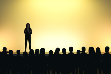 Businesswoman giving speech