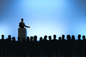 Businessman giving speech