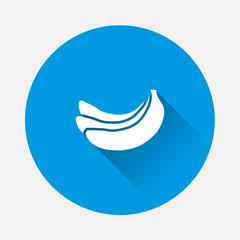 Fototapeta na wymiar Vector banana icon on blue background. Flat image with long shadow.