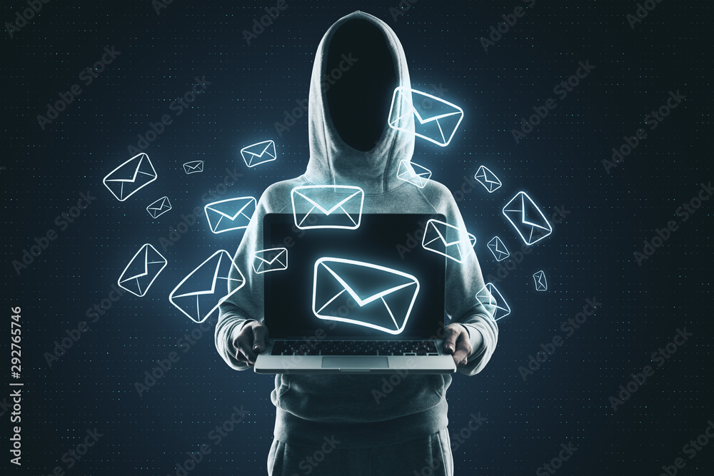 Poster e-mail marketing and hacking concept