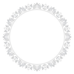 Decorative frame Elegant vector element for design in Eastern style, place for text. Floral grey border. Lace illustration for invitations and greeting cards