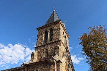 Eglise Saint Victor dans le village de Poleymieux au Mont d'Or - département du Rhône - France - Vue de l'extérieur