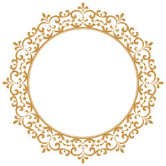 Decorative frame Elegant vector element for design in Eastern style, place for text. Floral golden border. Lace illustration for invitations and greeting cards.