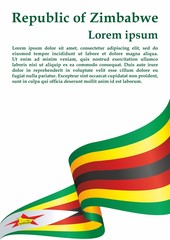 Flag of Zimbabwe, Republic of Zimbabwe. Template for award design, an official document with the flag of Zimbabwe. Bright, colorful vector illustration for graphic and web design.