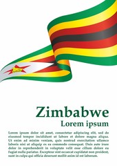 Flag of Zimbabwe, Republic of Zimbabwe. Template for award design, an official document with the flag of Zimbabwe. Bright, colorful vector illustration for graphic and web design.
